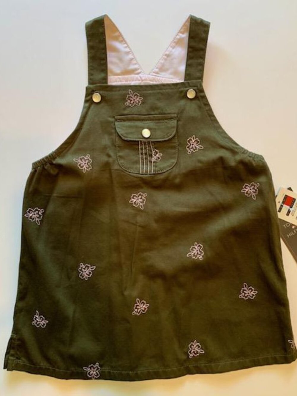 Tommy Hilfiger Vintage Y2K Baby Girl Green Overall Dress NWT 12-18M